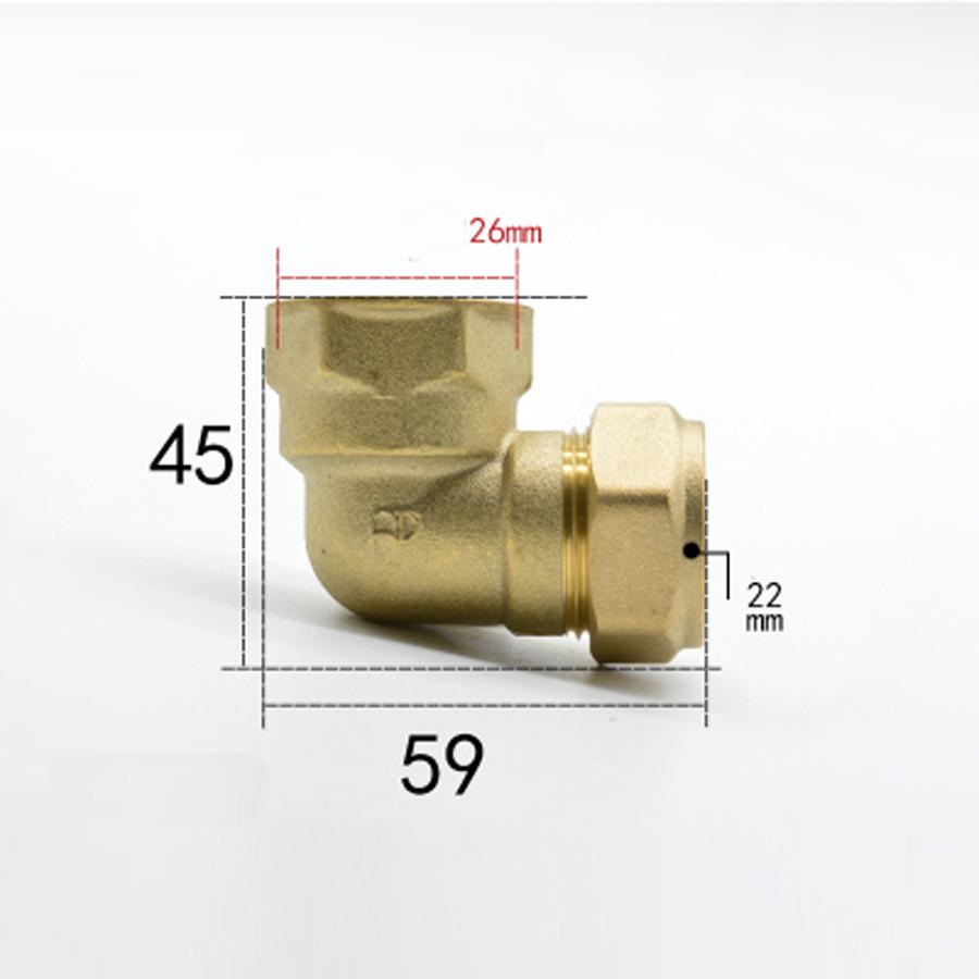 Compression Fitting Brass - Fit rury OD 22mm x 3/4